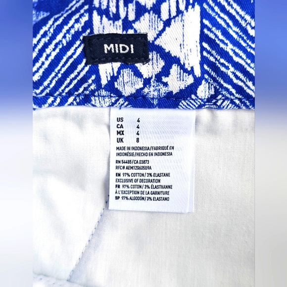 New American Eagle Blue & White Aztec Tribal Western Shorts Pockets & Belt Loops - Picture 6 of 6